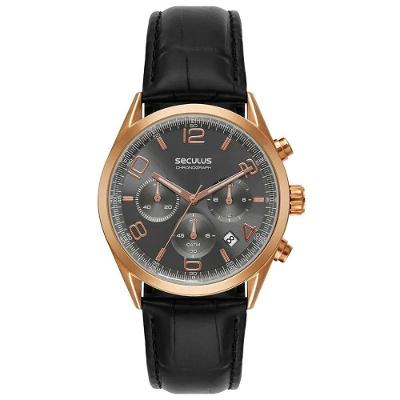 Relógio Seculus Cronógrafo 77308gpsvrc3 Vidro Abaulado Couro Rosé