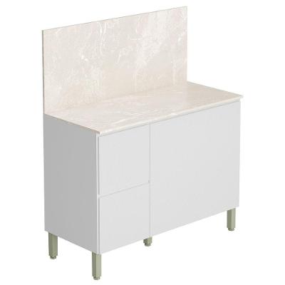 Balcão De Cozinha Com Tampo 120cm 3 Portas Minsk Z06 Branco - Mpozenato