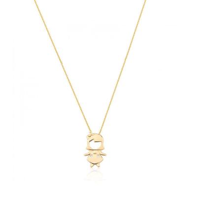 Colar Com Pingente De Filha Menina Com Zirconias Banhado Em Ouro 18k Mãe Filhos