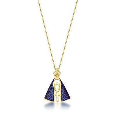 Colar Nossa Senhora Aparecida Médio Com Zirconias Banhado Em Ouro 18k