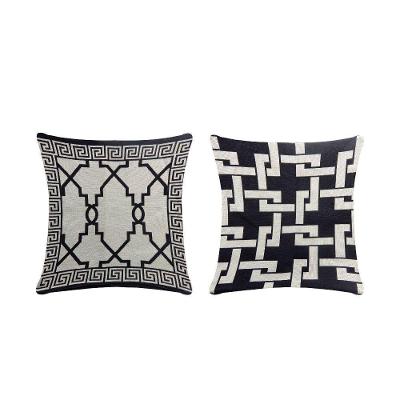 Capa Para Almofada Grécia 1 Peça 45cm X 45cm 60% Algodão - 40% Poliéster Tecido Jacquard Com Zíper - Preto