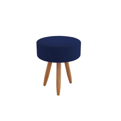 Puff Redondo Estilo Sala Jantar Escritório Moderno Azul Marinho