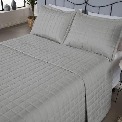 Kit Cobre Leito Matelado Dupla Face Soft 3 Peças King 100% Poliéster - Cinza
