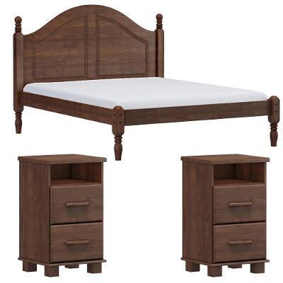 Cama Queen 02 Mesas De Cabeceira Madeira Maciça Milani Store Cafe