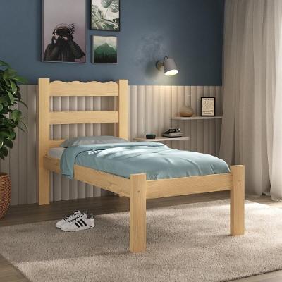 Cama De Solteiro Madeira Maciça Para Colchão 78/88x188cm Multimóveis CR35254 - Natural