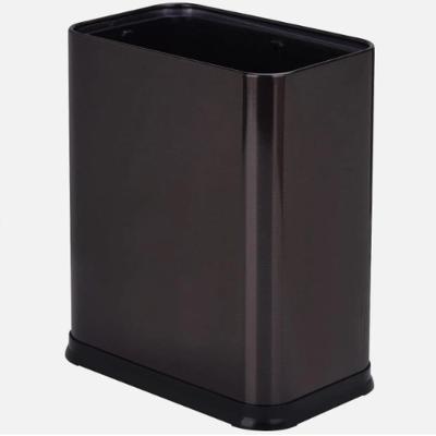 Lixeira Escritorio Inox Preta 10 Litros Cesto Lixo 10l Aberto Black Aro Banheiro Cozinha Sem Tampa Luxo