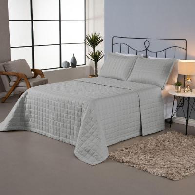 Kit Cobre Leito Matelado Dupla Face Soft 3 Peças Queen 100% Poliéster - Cinza