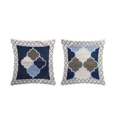 Capa Para Almofada Grécia 1 Peça 45cm X 45cm 60% Algodão - 40% Poliéster Tecido Jacquard Com Zíper - Azul