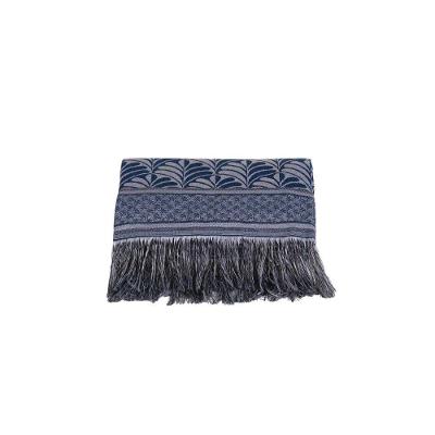 Xale Para Sofá Com Franja Luxor 1 Peça 2,10m X 1,35m 60% Algodão - 40% Poliéster Tecido Jacquard - Azul Palmeira
