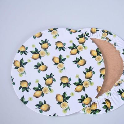 Sousplat Estampado Allegra 2 Peças Capa E Base Mdf 35cm Diâmetro 100% Poliéster - Limão