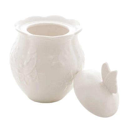 Acucareiro Porcelana New Bone Butterfly Flower 9,5x9,5x13cm
