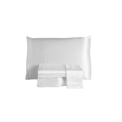 Jogo De Lençol Sublime 4 Peças Casal 100% Poliéster Tecido Cetim Charmousse - Branco