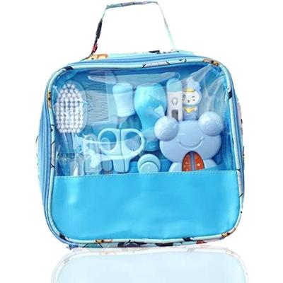 Kit Higiene 13 Peças Com Termômetro Bebê Recém Nascido Cor Azul Livre De Bpa
