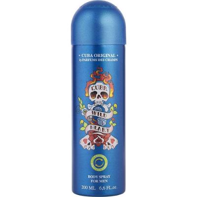 Água de Cheiro Masculina Cuba Wild Heart Spray Corporal 200ml