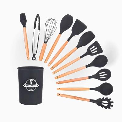 Kit Utensílios Cozinha 12 Peças Silicone - Cinza