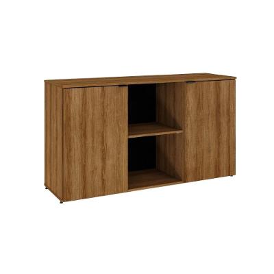 Armário Baixo Com 02 Portas E Nicho 75x135x42cm Wlab135 Preto Lâmina Mel