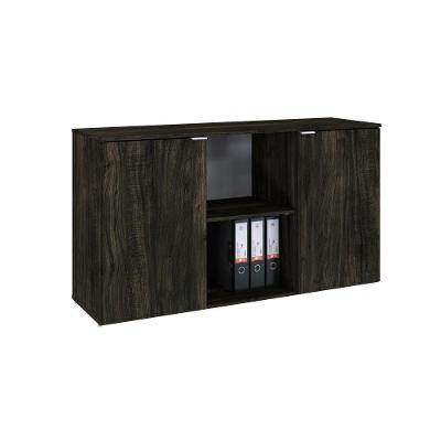 Armário Baixo Com 02 Portas E Nicho 75x135x42cm Wlab135 Carvalho Dark Branco