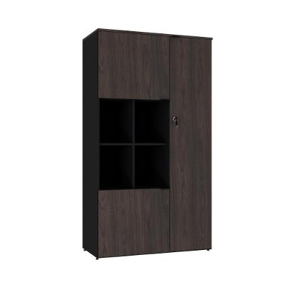 Armário Alto Com nicho E 03 Portas 161,5x90x42cm Wlan90 Preto Tx Com terracota