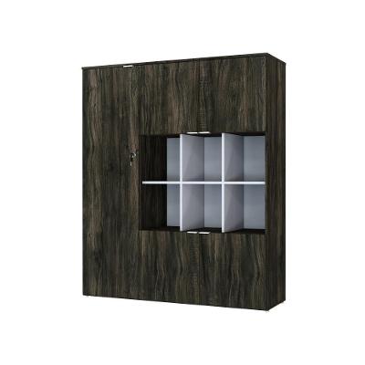 Armário Alto Com nichos E 05 Portas 161,5x135x42cm Wlan135 Carvalho Dark - Branco