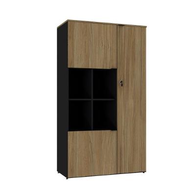 Armário Alto Com nicho E 03 Portas 161,5x90x42cm Wlan90 Preto Tx Com vermont Oak