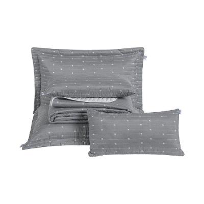 Kit Cobre Leito Casal Padrão 7 Peças Bordado Urbany Hipercal 400 Fios 100% Poliéster - Cinza