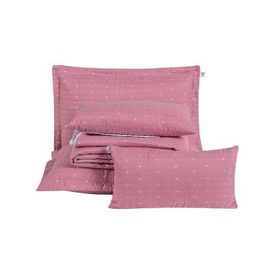 Kit Cobre Leito Casal Padrão 7 Peças Bordado Urbany Hipercal 400 Fios 100% Poliéster - Rosê