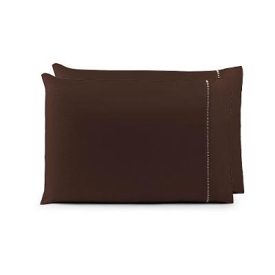 Par De Fronhas 70cm X 50cm 2 Peças Laura Toque Percal 200 Fios 100% Poliéster - Marrom