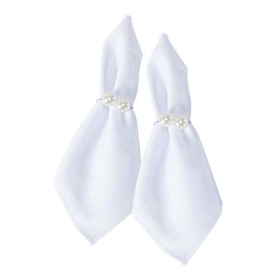 Kit Anel Para Guardanapos Pérola Duplo Grande 4cm X 3cm Argola - Prata