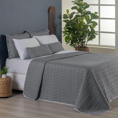 Kit Cobre Leito Casal Padrão 7 Peças Bordado Urbany Hipercal 400 Fios 100% Poliéster - Cinza