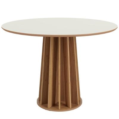 Mesa De Jantar Redonda Pés Ripado Orgânico 105cm Ceci D03 Off White Freijó - Lyam Decor