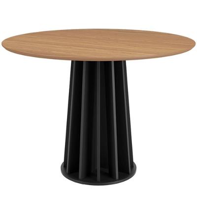 Mesa De Jantar Redonda Pés Ripado Orgânico 105cm Ceci D03 Freijó Preto Fosco - Lyam Decor