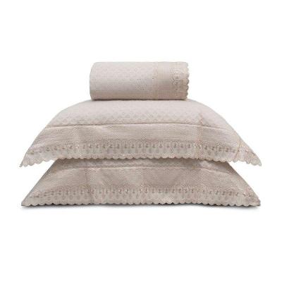 Cobre Leito Bordare Premium Com Porta Travesseiro Appel Rosa Secrets - King
