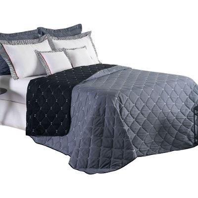 Kit Cobre Leito Dupla Face Casal Padrão Bordado Renove 7 Peças Hipercal 400 Fios 100% Poliéster - Cinza