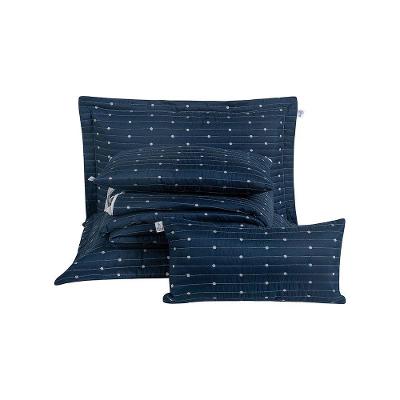 Kit Cobre Leito Casal Padrão 7 Peças Bordado Urbany Hipercal 400 Fios 100% Poliéster - Azul Marinho