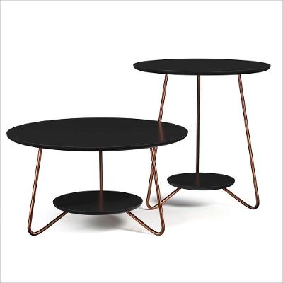 Conjunto Mesa De Apoio E Centro Liz Pés De Ferro Ej Móveis Preto