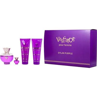 Perfume Feminino Gianni Versace Dylan Purple Edp Spray 100 ml&loção Corporal Gel Banho 5 Mini
