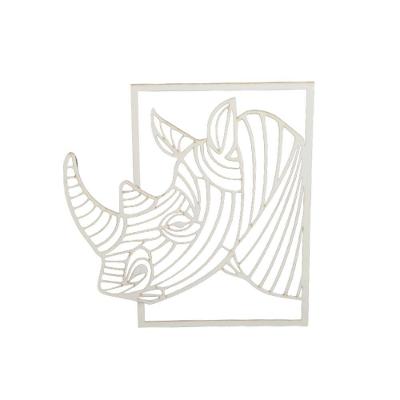 Placa Rinoceronte 3d Decoração Ambiente Branco Mdf 3mm [f031]