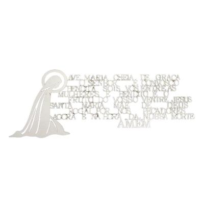 Ave Maria 50x20 Cm Oração Imagem Top Mdf 3mm Branco [f031]