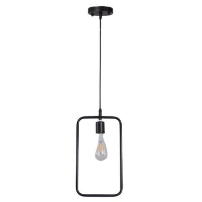 Pendente Retangular Em Aço Lt-860-406 E27*1 Bivolt Preto