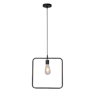 Pendente Quadrado Em Aço Lt-860-403 E27*1 Bivolt Preto