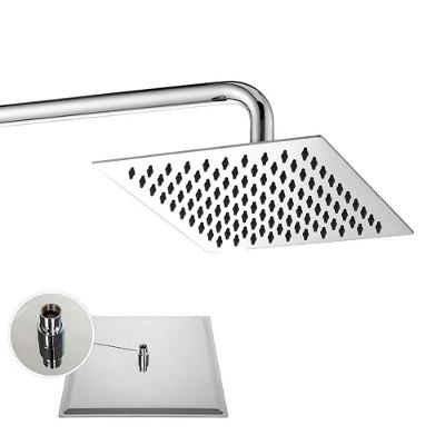 Ducha Chuveiro Aço Cromado 20x20 Slim Suporte Redondo Banheiro Piscina Area Externa Varanda