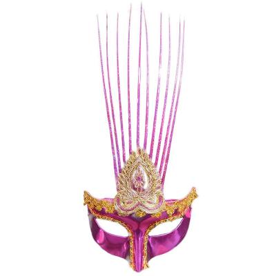 Máscara De Carnaval Veneziana Pink Fita Holográfica