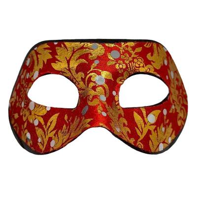 Máscara De Carnaval Veneziana Vermelha E Dourada