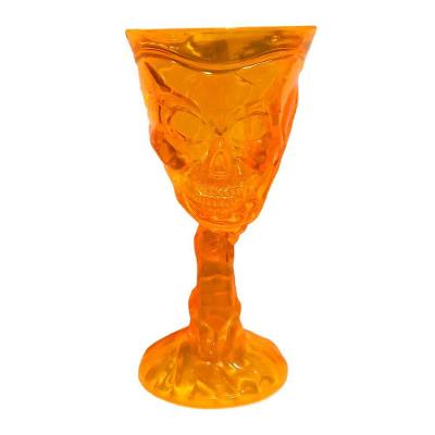 Taça Halloween Transparente Caveira Laranja