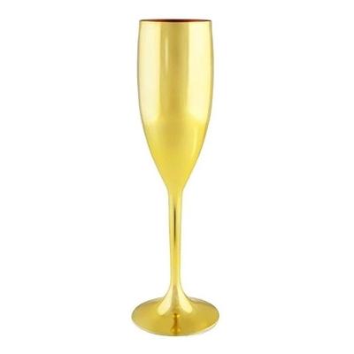 Taça De Champanhe Acrílico Metalizada Dourada 180ml