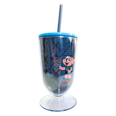 Taça Com Canudo Turma Da Mônica Cebolinha Travesso - 600ml