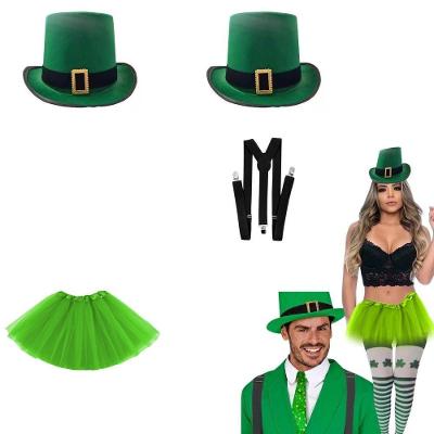 Kit Fantasia São Patrício Casal 2 Cartolas + Saia + Suspensório