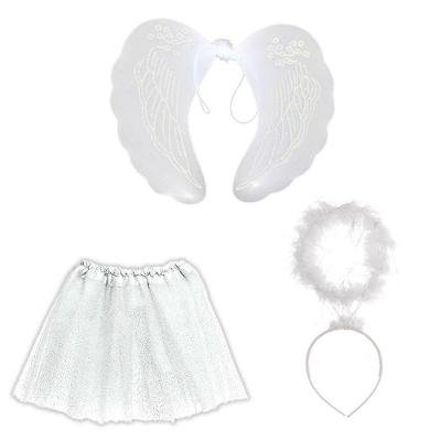 Kit Fantasia Anjo Infantil Com Asa Saia E Tiara - 1 Unidade