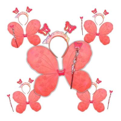 Kit 5 Asas Fantasia De Borboleta Vermelha Tiara E Varinha Carnaval