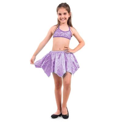 Fantasia Carnavalesca Lilás Infantil Com Top E Saia Tamanho G
